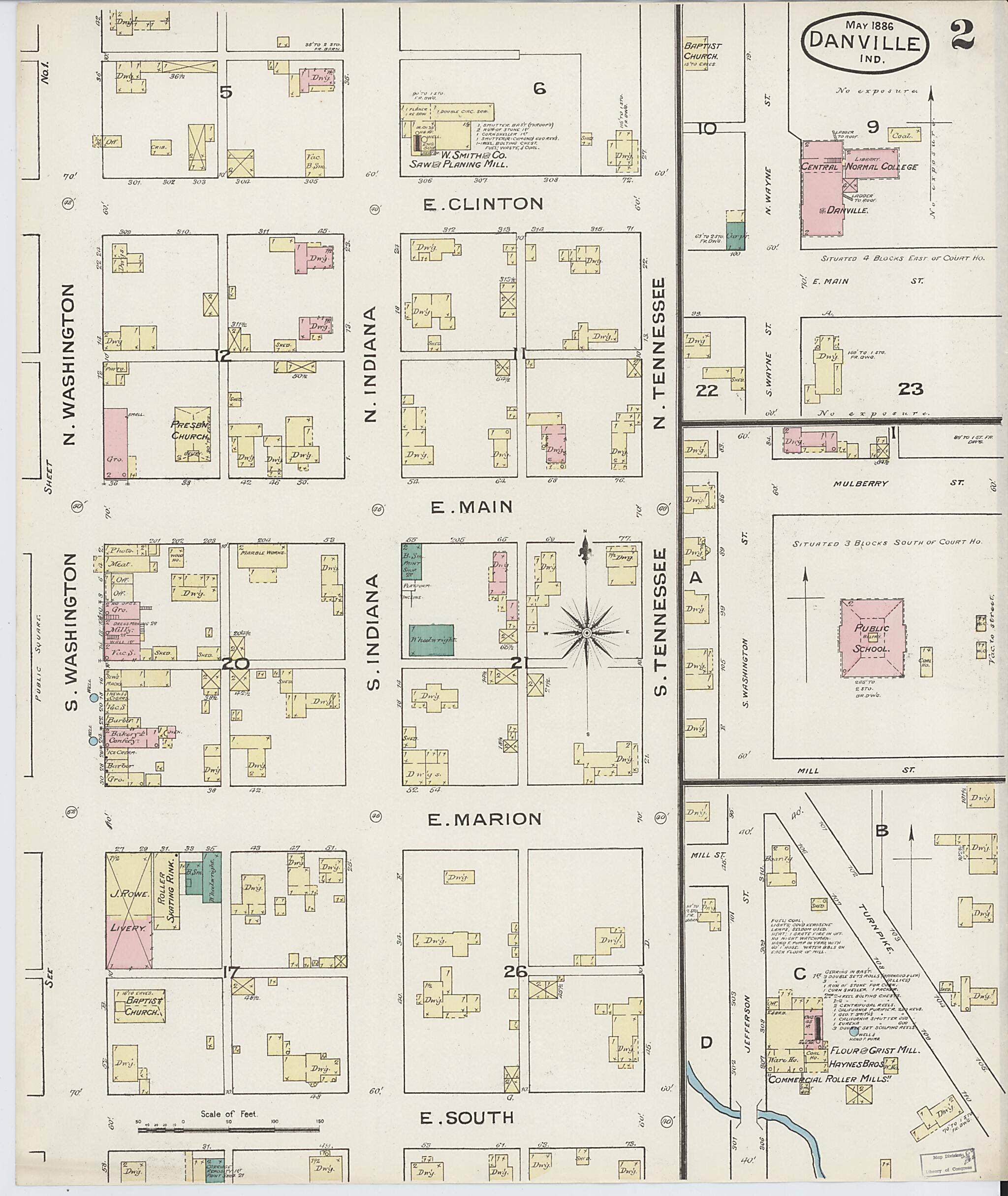 Relic Map Co. - Vente Cartes - Danville, comté de Hendricks, Indiana 1886 (Feuille 2 de 2)0