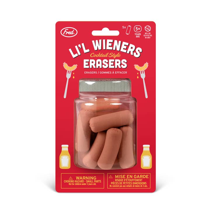 UNCANNY - Cocktail Wiener Erasers - Set of 5 for wholesale by Fred & Friends