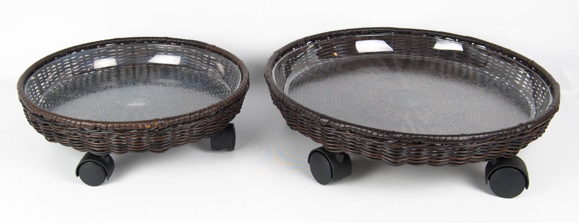 Plastec Products - Wholesale Plant Pot Stand - All Weather Wicker Caddy 14" Brown2