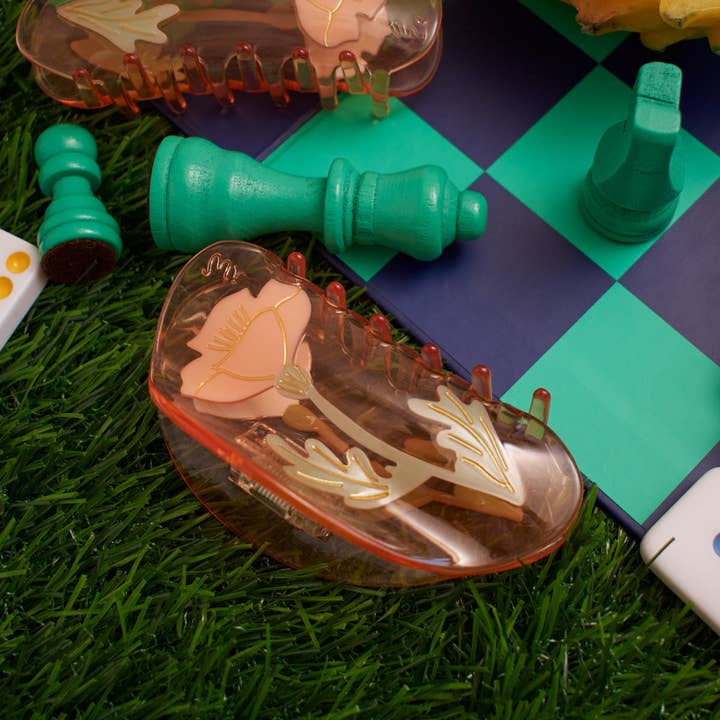 WINONA IRENE - Vendita all'ingrosso Fermaglio per capelli - Donna - Pinza per capelli California Poppy Wildflower in acetato trasparente10