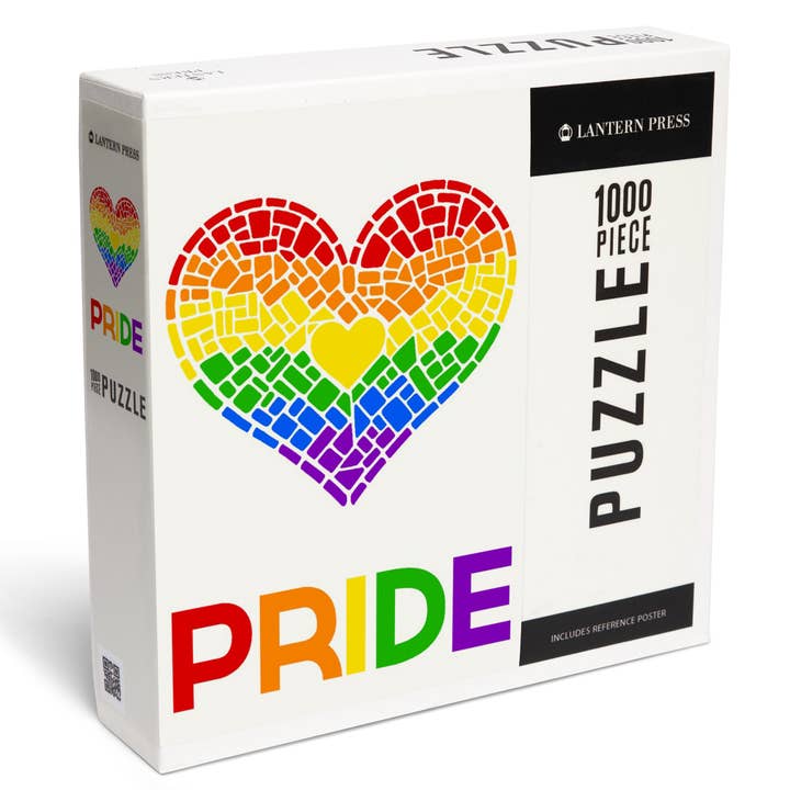 PUZZLE DE 1000 PIÈCES Gay Pride, cœur en mosaïque, couleurs de la fierté pour la vente par Lantern Press