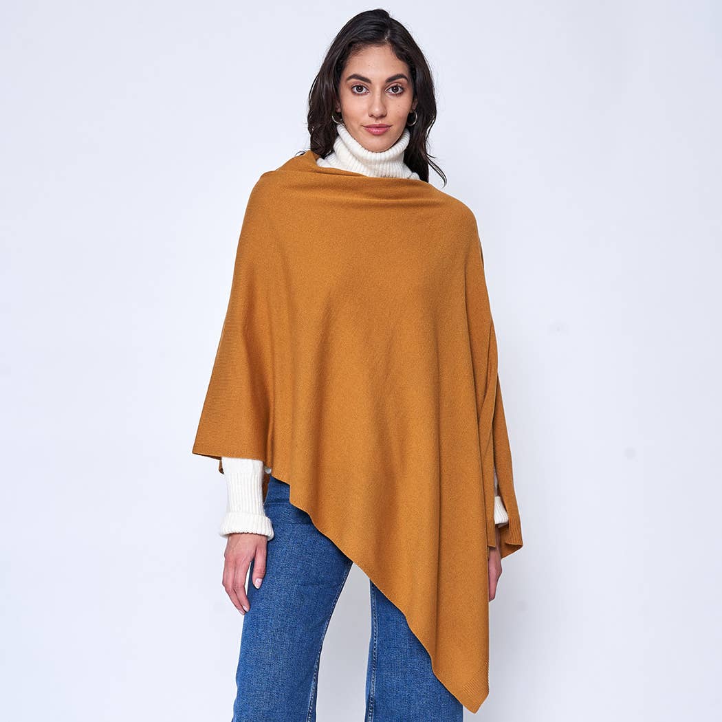 Fashion City – Engroshandel Poncho - Dame – Mørk Tone Solid Diamond Shape Tørklæde Poncho0