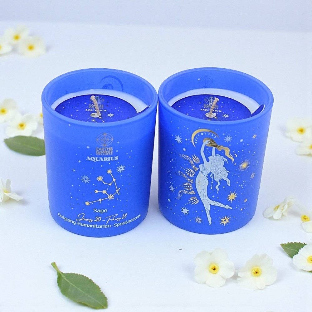 Earths Elements Wholesale - Vente Bougie en bocal - Bougie Zodiac, Verseau - paquet de 60