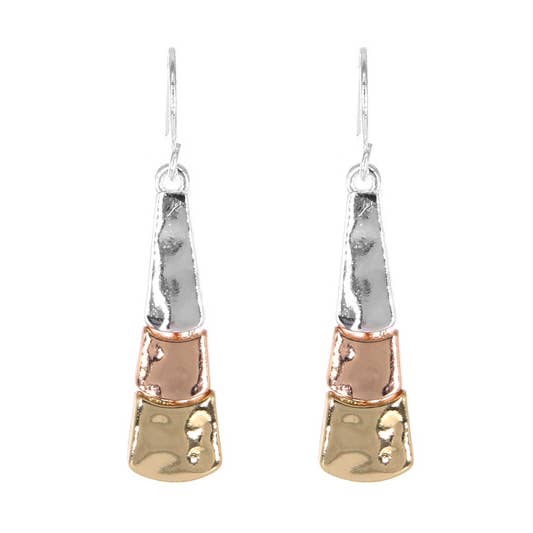 Boucles d'oreilles en métal martelé argent_or_rose doré FR2187 pour la vente par 0011 PREMIERE