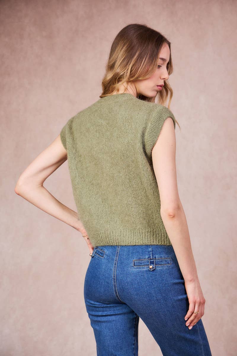 Calie Paris - Vendita all'ingrosso Maglione tricot - Donna - Gilet Senza Maniche con Zip – Misto Mohair22