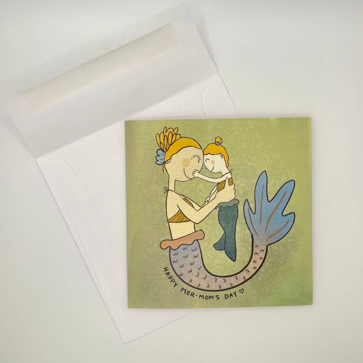 Happy Mer-Mom's Day Greeting Card (Style 4) for wholesale by Heidi Webb Design