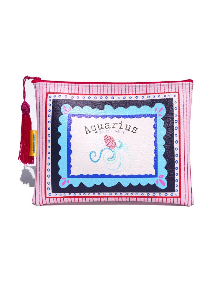 Aquarius vegansk læder makeup taske for engroshandel hos Lousurfacepattern