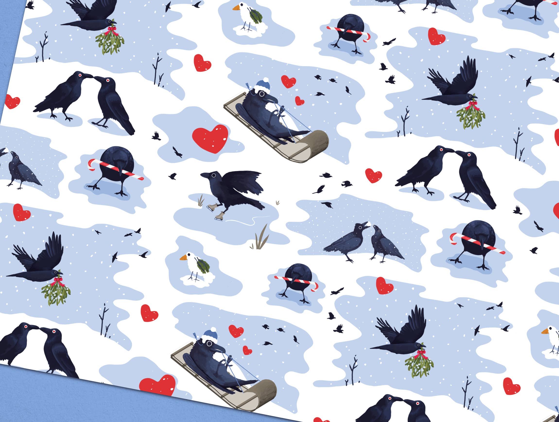 BoyPilot Goods - Wholesale Flat Wrap - Crow Christmas Wrapping Paper - Corvid Flat Pack Gift Wrap3