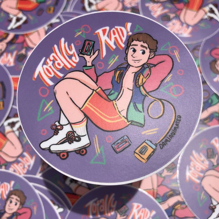 DamiAnimated - Wholesale Sticker - Totally Rad! 80s Skater Himbo 3" Waterproof Vinyl Sticker3