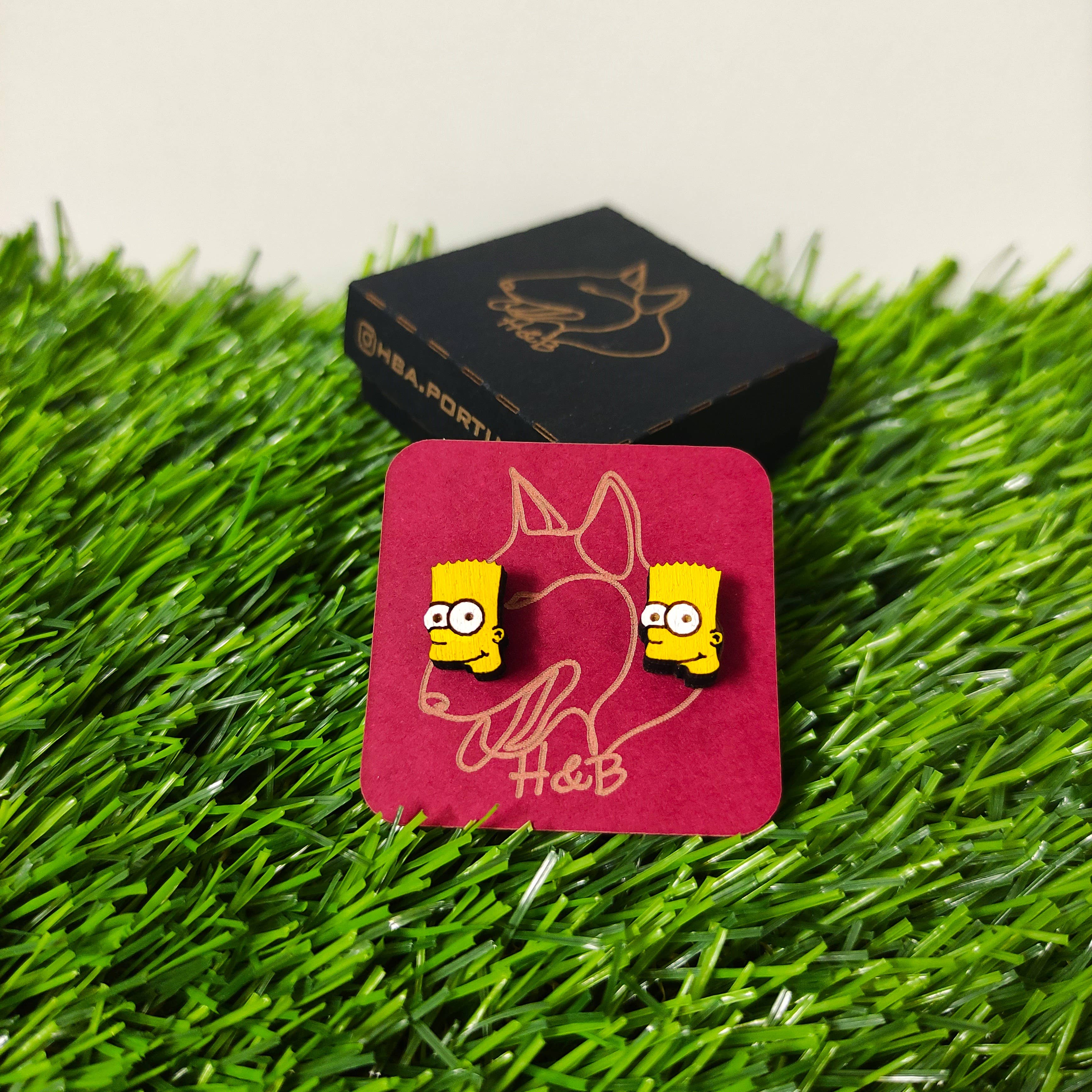 Herbs&Belles - Wholesale Stud/Post Earrings - Wooden Colorful Earrings of The Simpsons, Bart Simpson0