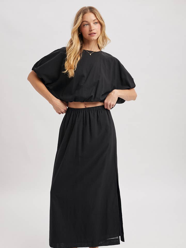 ENSEMBLE HAUT ET JUPE EN MAILLE BUBBLE COTON / WL25-11608 pour la vente par Wishlist Apparel