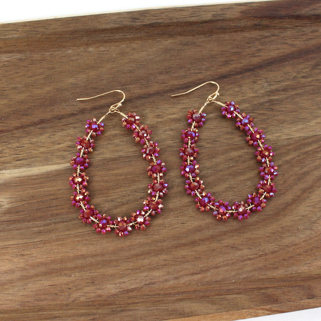 Pretty Persuasions - Wholesale Dangle Earrings - E24098 Beaded Flower Dangle Earrings14