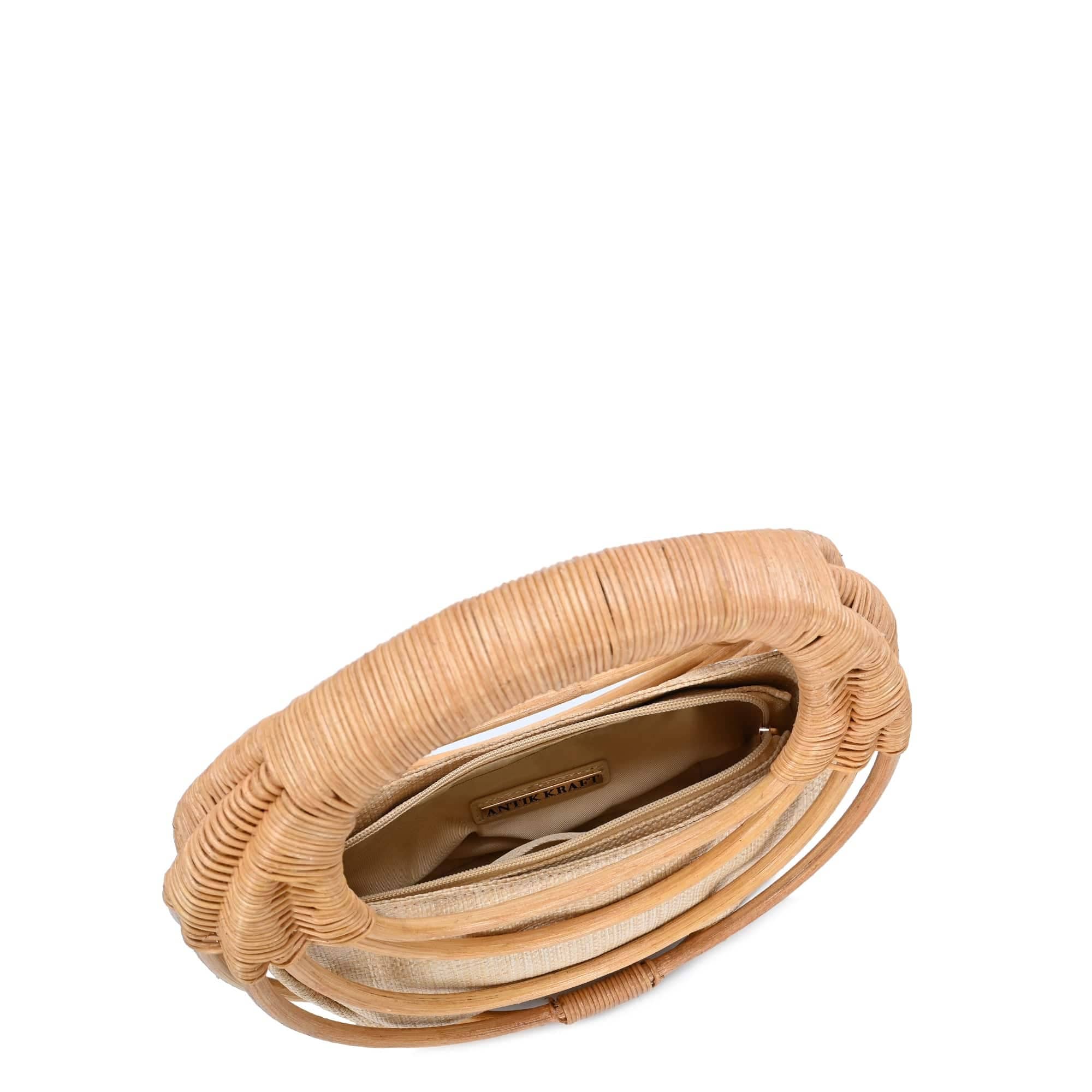 MiMi Wholesale - Wholesale Top Handle Bag - Women's - BGA8288 Rattan Top Handle Circle Bag1