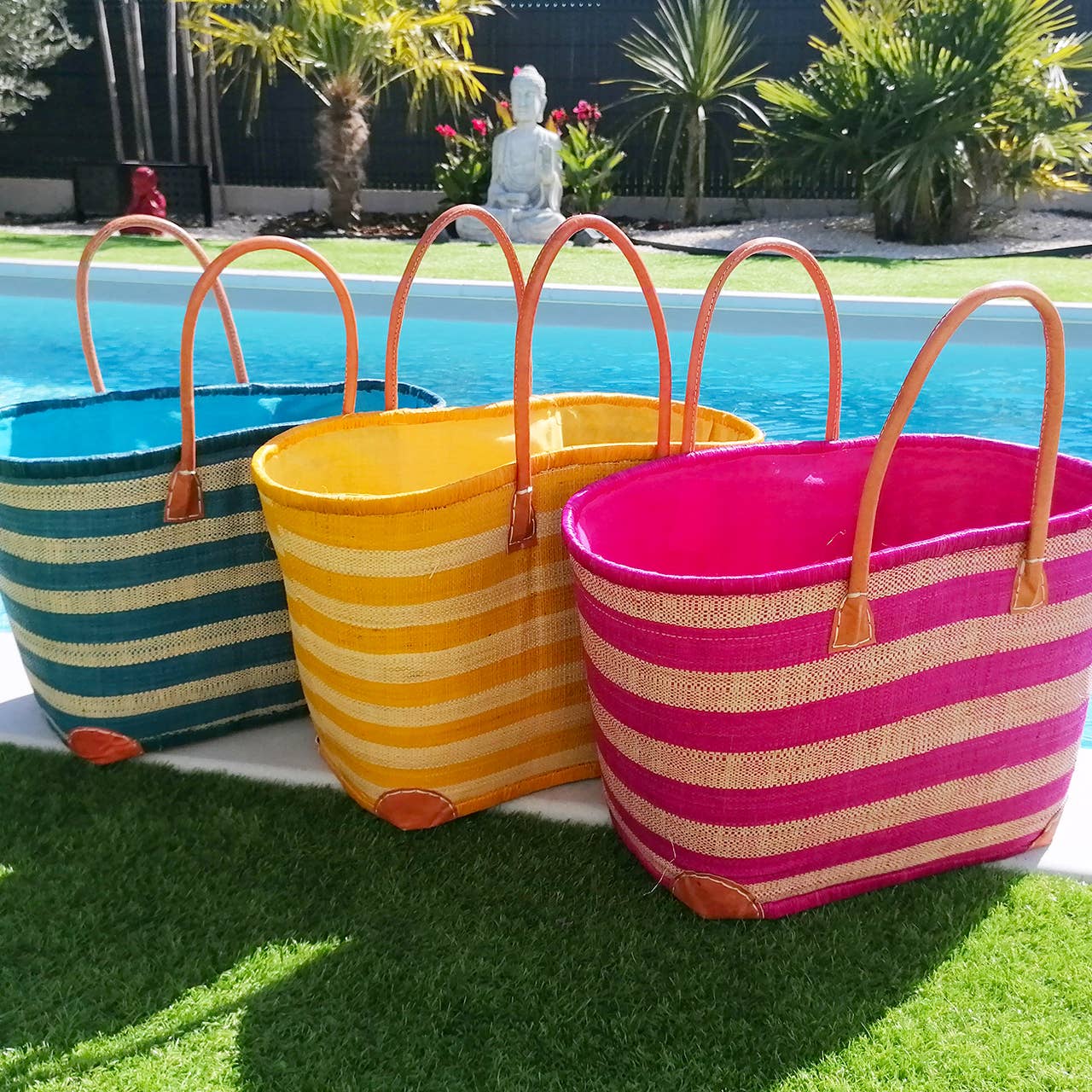 Le comptoir de la plage - Wholesale Beach Bag - "Ambanja" bags Size GM with pouch, assorted pieces6