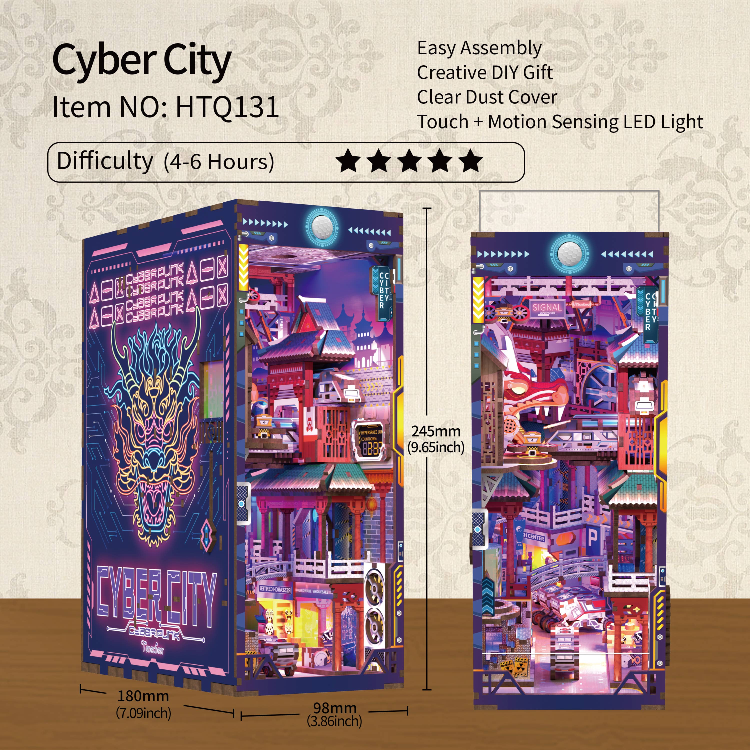 Hands Craft Intl – Engroshandel DIY-hobbysæt – DIY miniature hus boghylle kit: Cyber city med støvbeskytter5