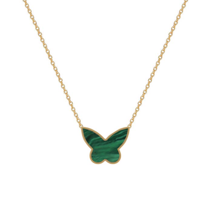 Malachite Inlay Butterfly Necklace for wholesale by Gabi Rielle Jewelry