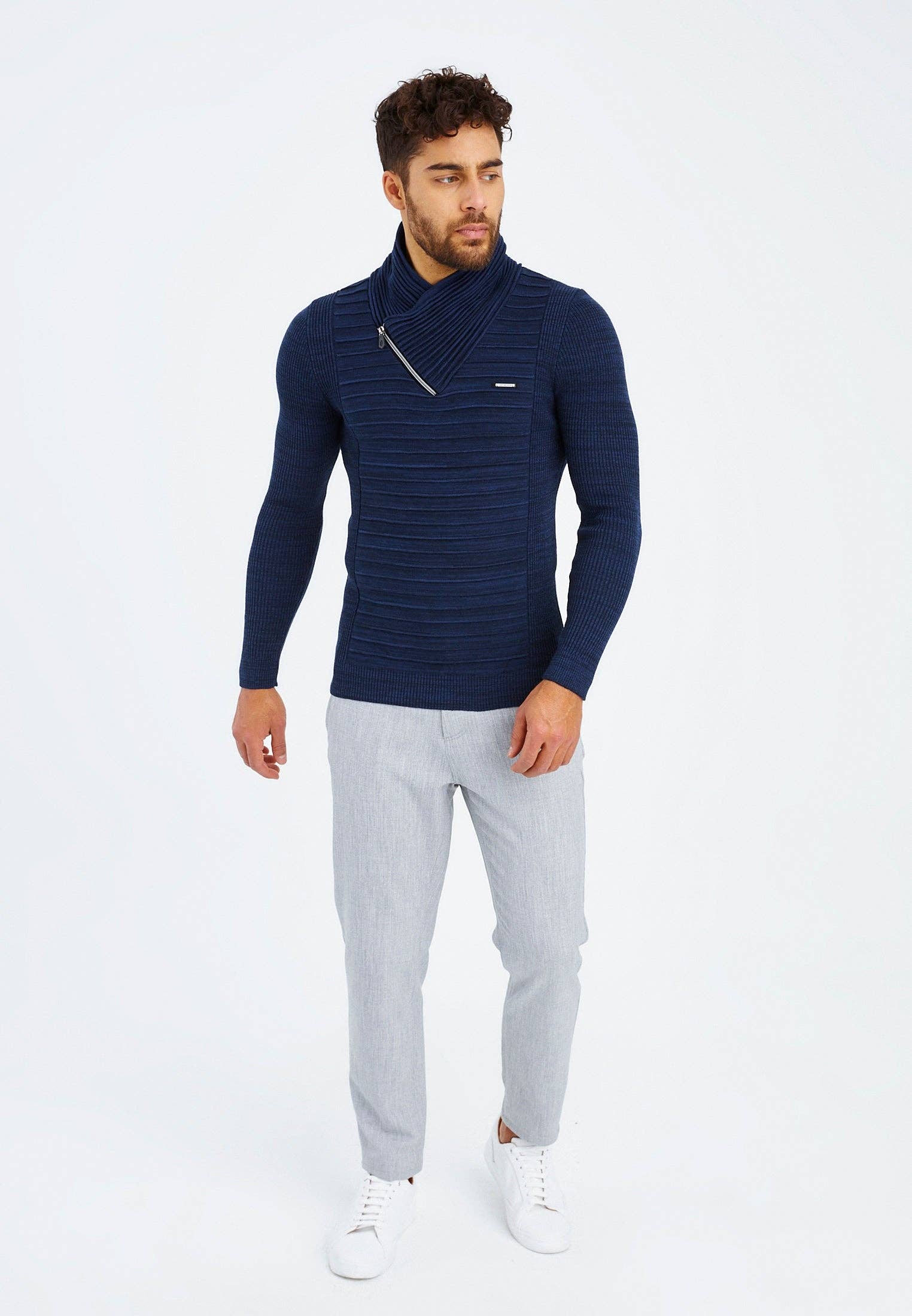 Leif Nelson GmbH - Wholesale Knit Sweater - Men's - Men's Knit Sweater Fine Knit Shawl Collar LN-15351