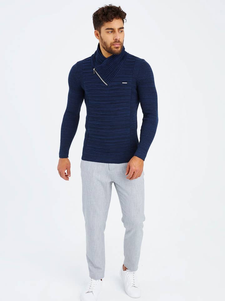 Leif Nelson GmbH - Wholesale Knit Sweater - Men's - Men's Knit Sweater Fine Knit Shawl Collar LN-15351