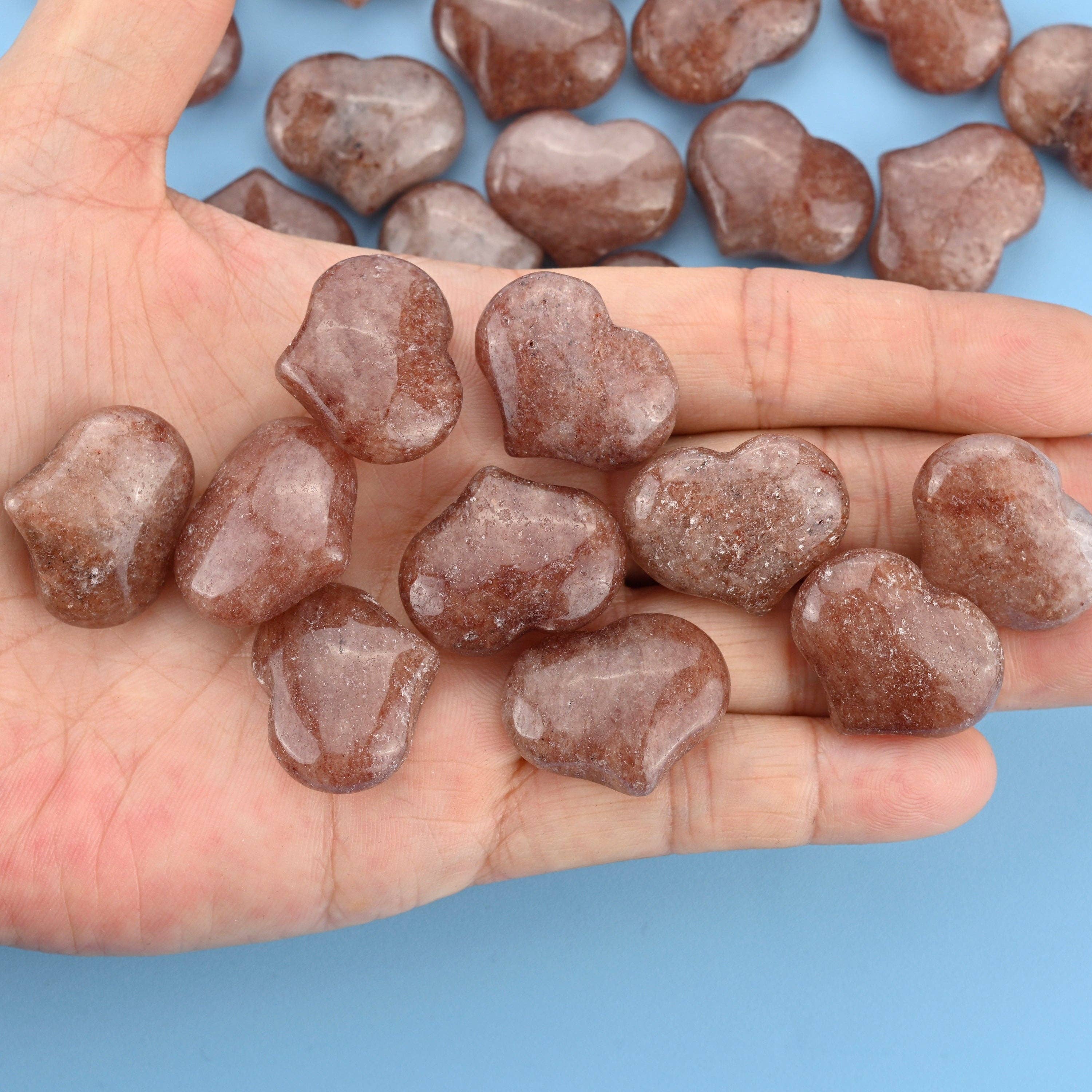 ilovebeadsusa - Vente Pierre et cristal de spiritualité - Pierre précieuse en forme de cœur gonflé sculptée en quartz fraise de 25 x 20 mm1