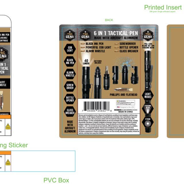 Novelty Brands - Wholesale Pen - Tac Gear 6-In-1 Tactical Multi-Tool LED Pen - 6/Display6