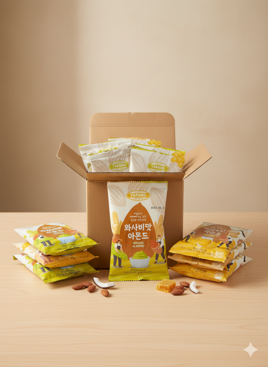 KPurity - Wholesale Puffed Snack - [160g / 5.64oz] Freeze Dried Natto Beans Snack Wasabi Flavor 20g ( 8 Packs), Fermented Soybean Snack 와사비맛 낫또 과자2