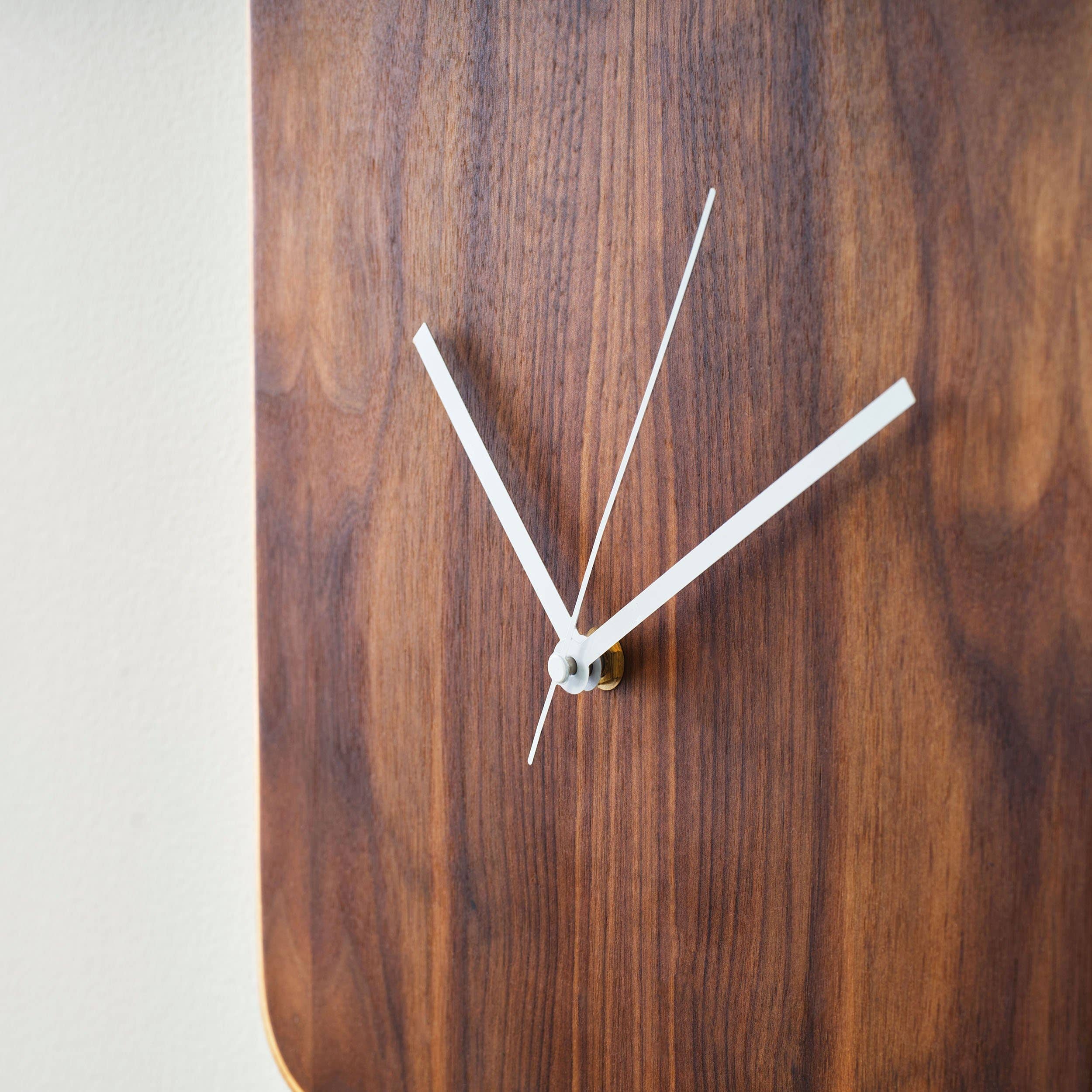 Relic Modern™ | Furniture & Objects - Wholesale Wall Clock - Minimalist Rectangular Walnut Clock with Silent White Hands3