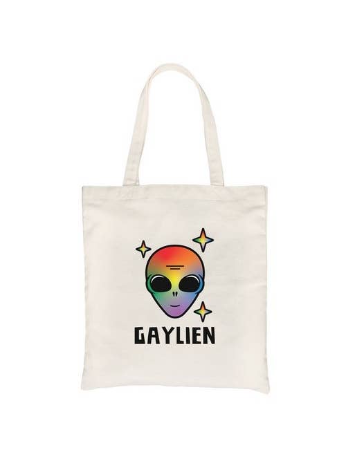 Gaylien Rainbow Alien Canvas Bag for wholesale by 365 In Love