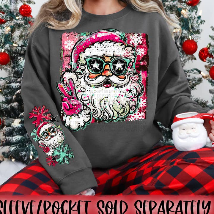 Doodle Santa DTF Transfer | Trendy Christmas DTF Transfer | High Quality Image Transfers | Ready to Press | Instant Peel for wholesale by Red Dirt Transfers