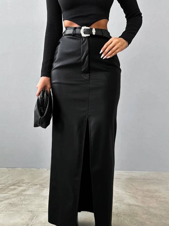 Mccolin - Wholesale Skirt – Women’s - Elegant High-Slit Maxi Skirt0