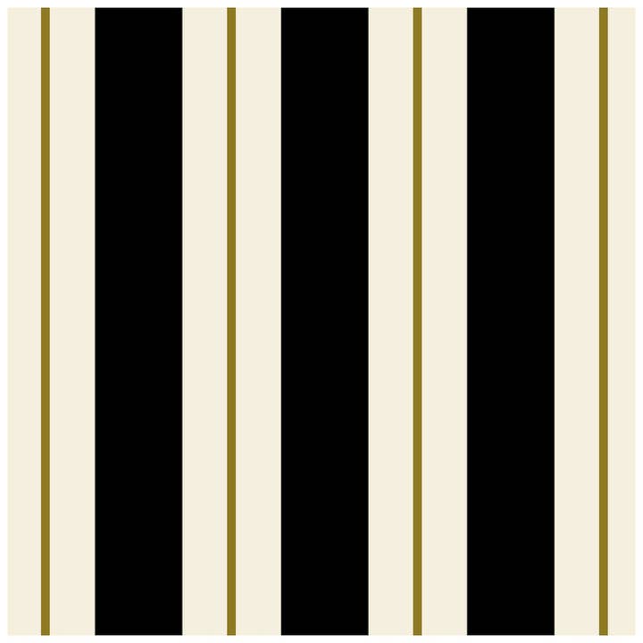 Black & Gold Awning Stripe Cocktail Napkin - Pack Of 20 for wholesale by Hester & Cook - Stationery