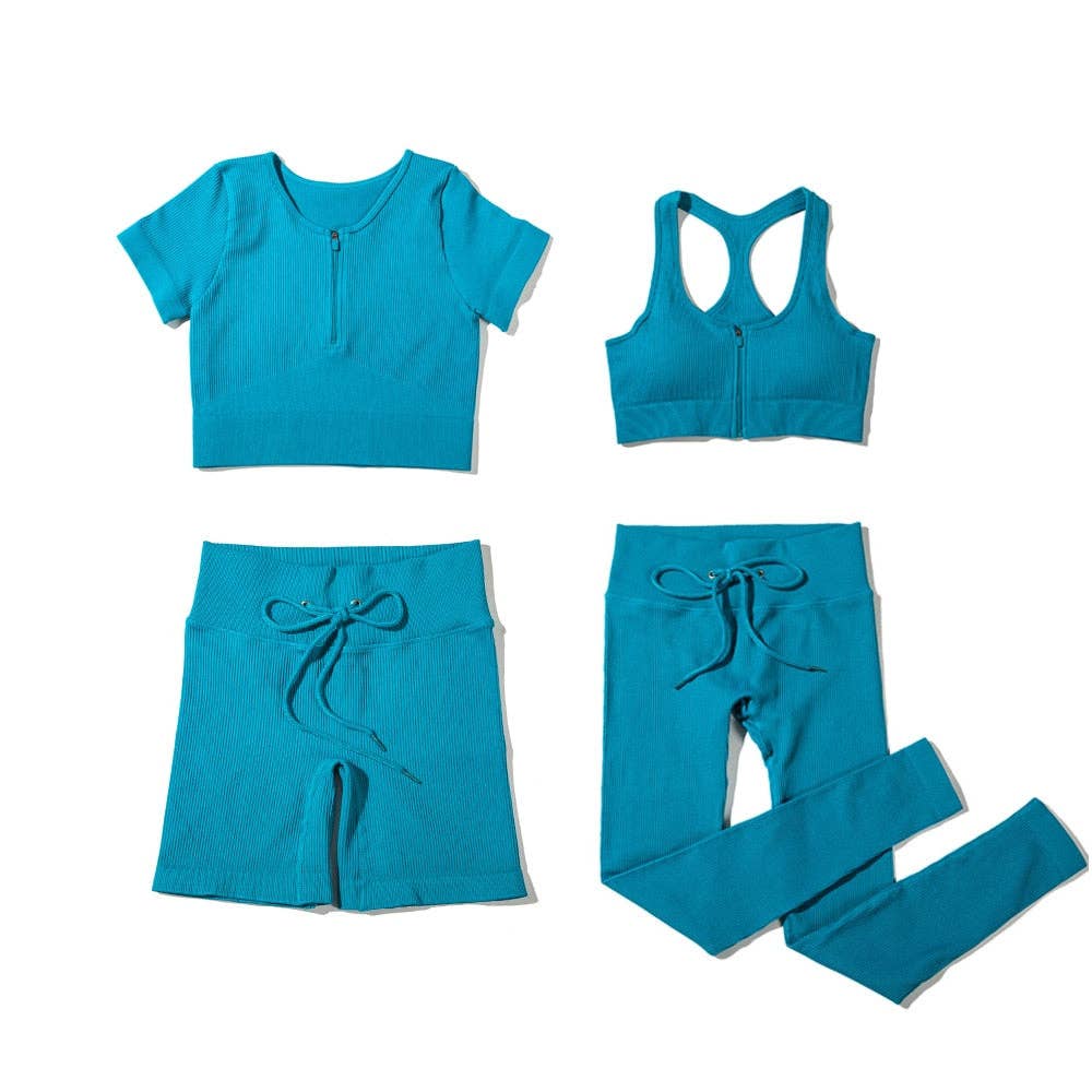 Pyzis - Wholesale Activewear Set - Women's - Color Coordinate Seamless 4 pieces Yoga Set3