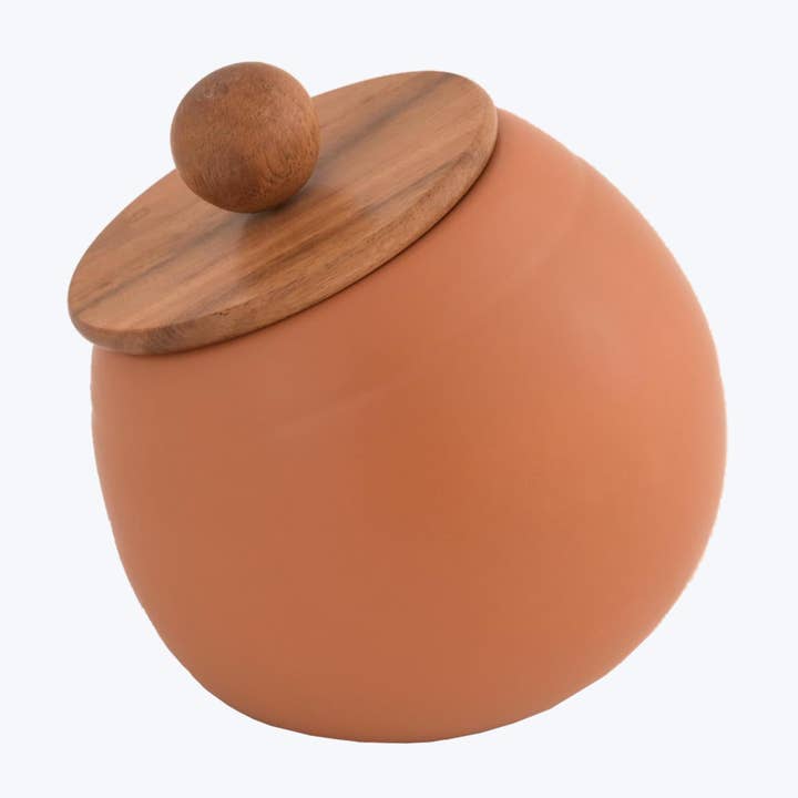 Young's - Wholesale Canister - Ceramic Canister with Wood Lid (SKU#: 13926)
