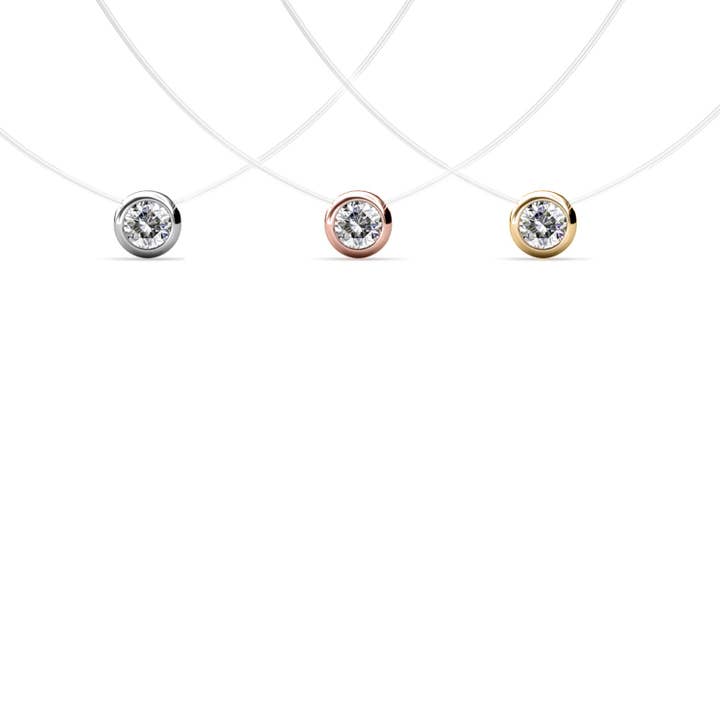 CARALI / MYC Paris - Wholesale Jewelry Set - Set of 3 Moon Invisible necklaces - Gold, Rose Gold, Silver