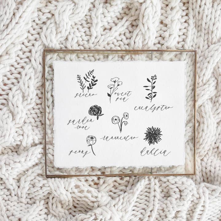 DWELL Home Shoppe - Wholesale Art Print - Glass Table Frames & Cards - Flower Types | Cozy Home Gift