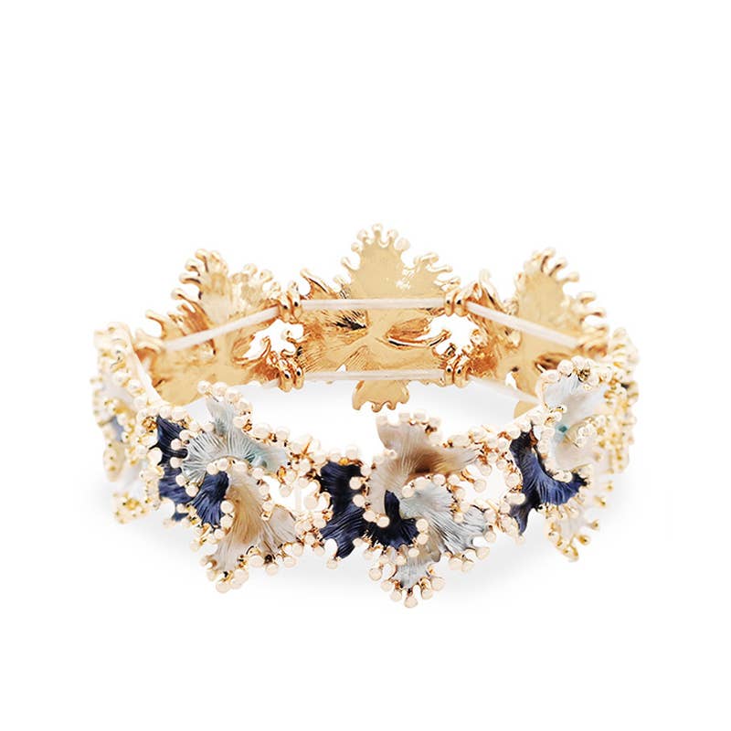 AMORINO SRL – Pulseira de punho por atacado – PULSEIRA ELÁSTICA FLORAL ESMALTADA - SW2488B7970