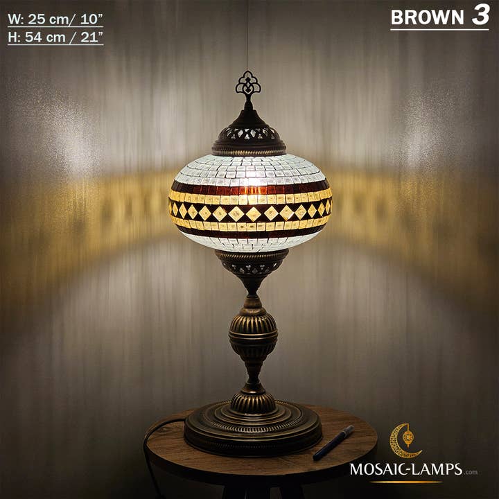 Mosaic Lamps - Wholesale Accent/Desk Lamp - 10+ Colors - Turkish Mosaic X Large Globe Table Lamp, Marrak15