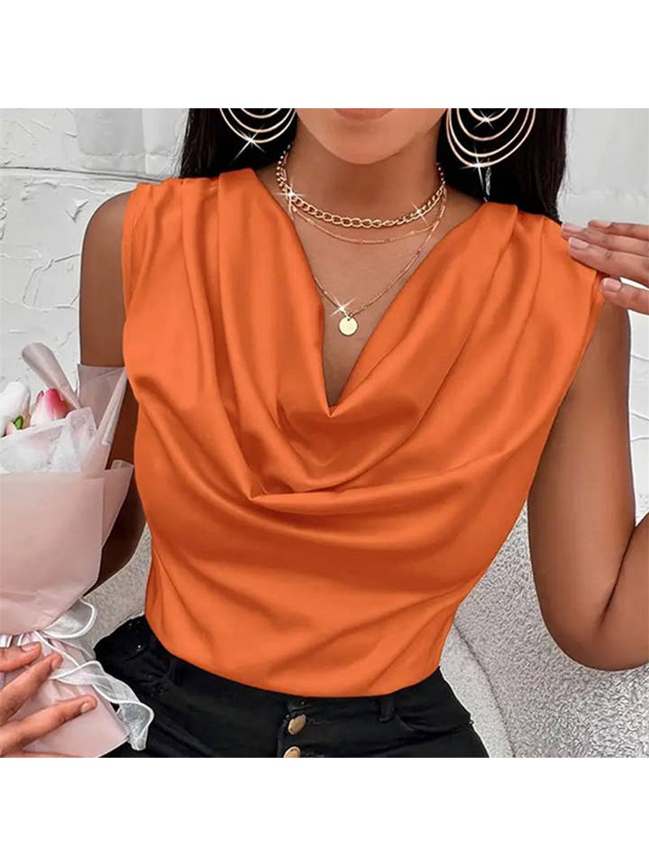 Lily Clothing - Wholesale Blouse - Women's - Sexy swing neck tank top sleeveless satin Top