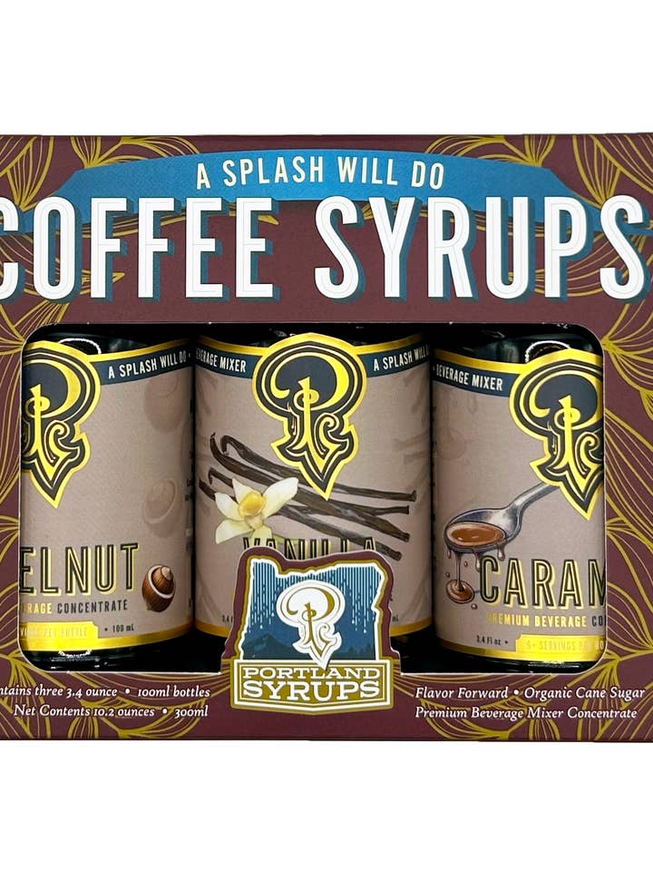 Gift Set - Coffee Syrups - Vanilla, Hazelnut, Caramel for wholesale by Portland Syrups