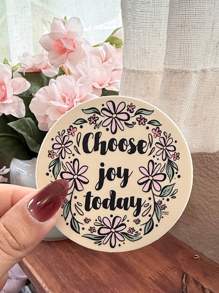Choose Joy Sticker| Motivational Floral Sticker for wholesale by Wonders and Things