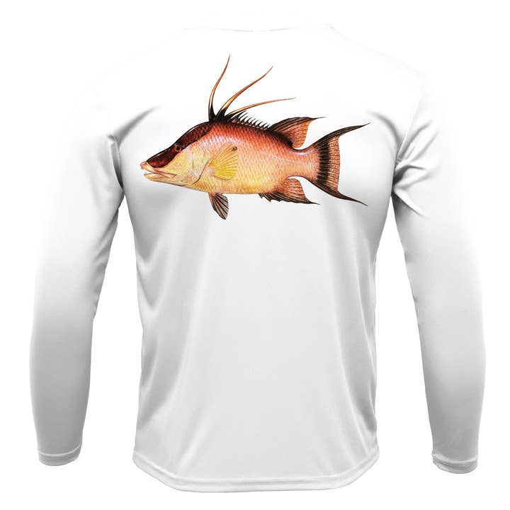 Camisa Siesta Key Hogfish de manga comprida UPF 50+ com ajuste seco por atacado de Saltwater Born