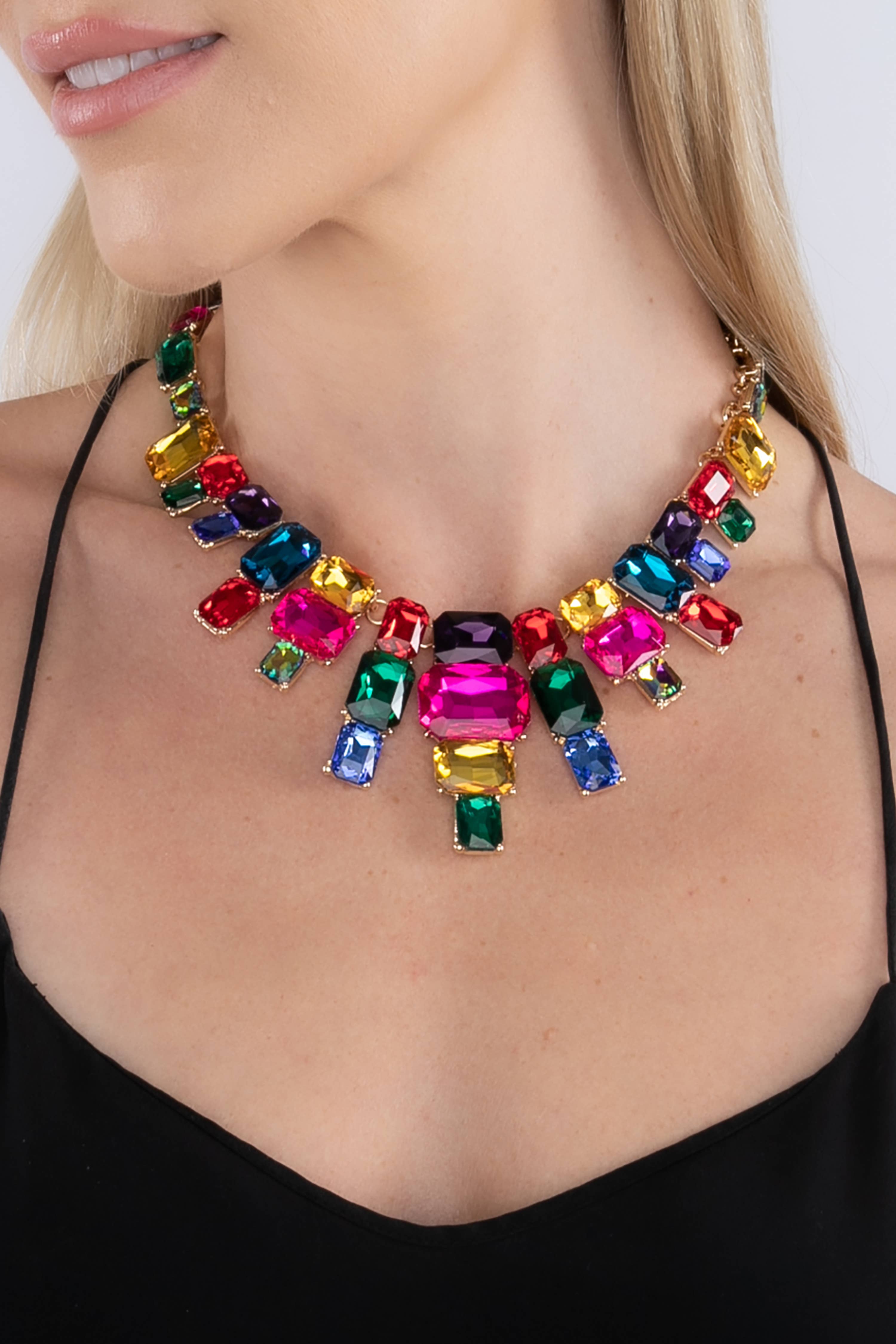 Eye Candy Los Angeles – wholesale Pendant/charm necklace – Jamie Rainbow Statement Necklace1