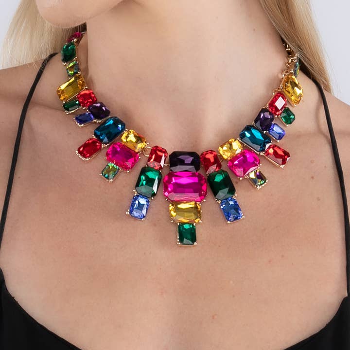 Eye Candy Los Angeles – wholesale Pendant/charm necklace – Jamie Rainbow Statement Necklace1