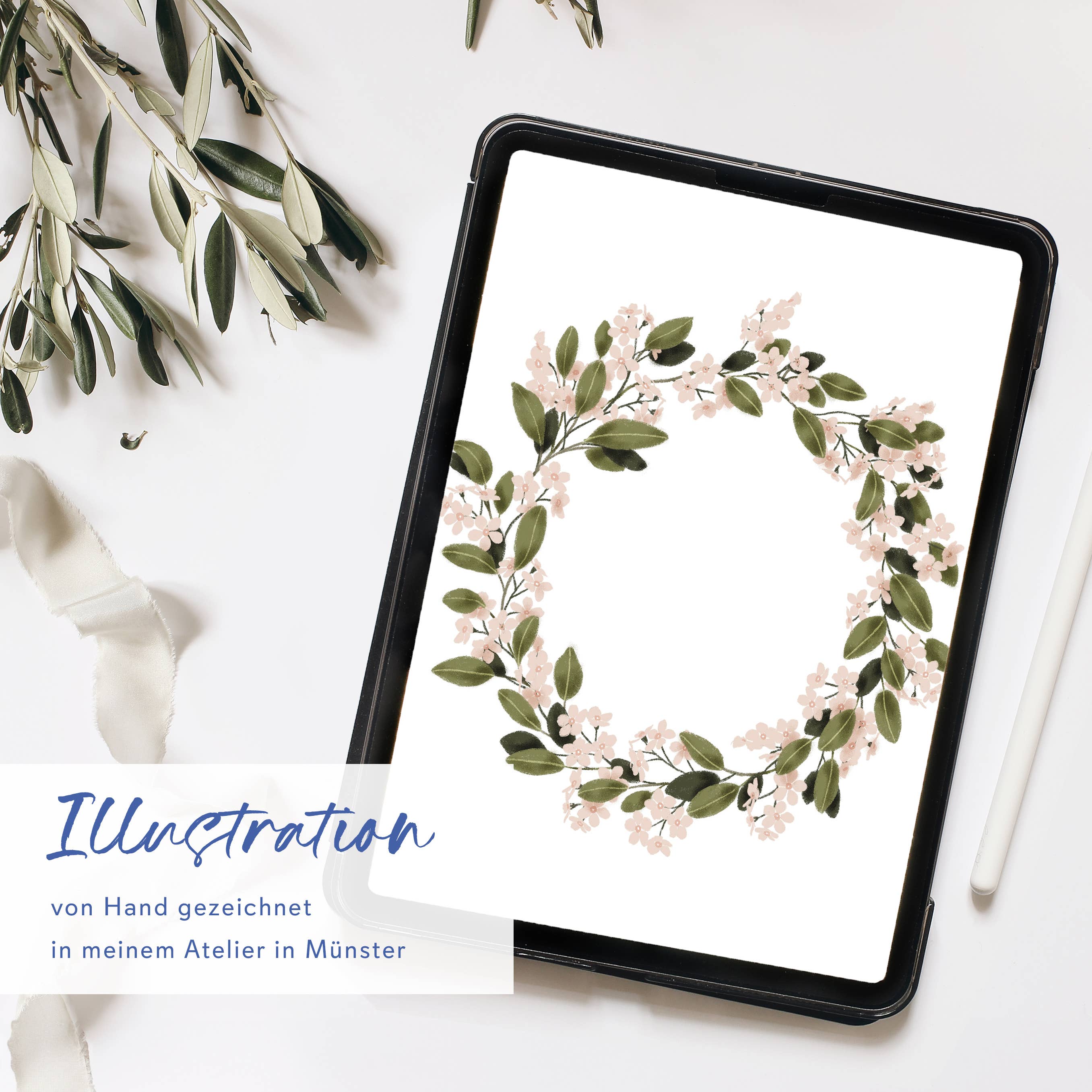 Wildblumen Atelier – wholesale Postcard – Easter card flower wreath Happy Easter, FSC certified2