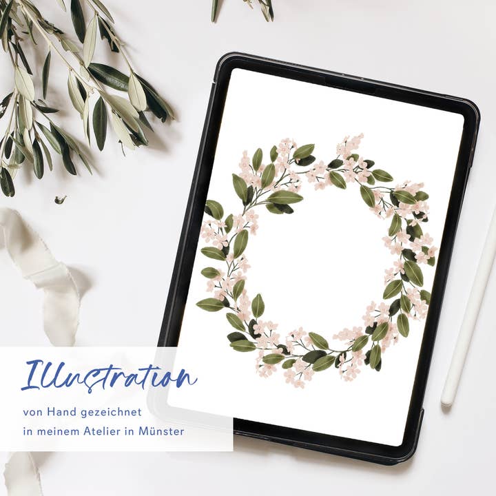 Wildblumen Atelier – wholesale Postcard – Easter card flower wreath Happy Easter, FSC certified2