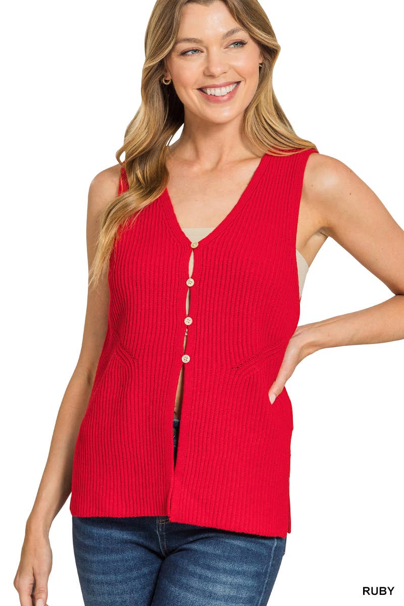 42POPS - Venta al por mayor Chaleco de abrigo - Mujer - Chaleco de Punto con 4 Botones 1016 SI-2824910