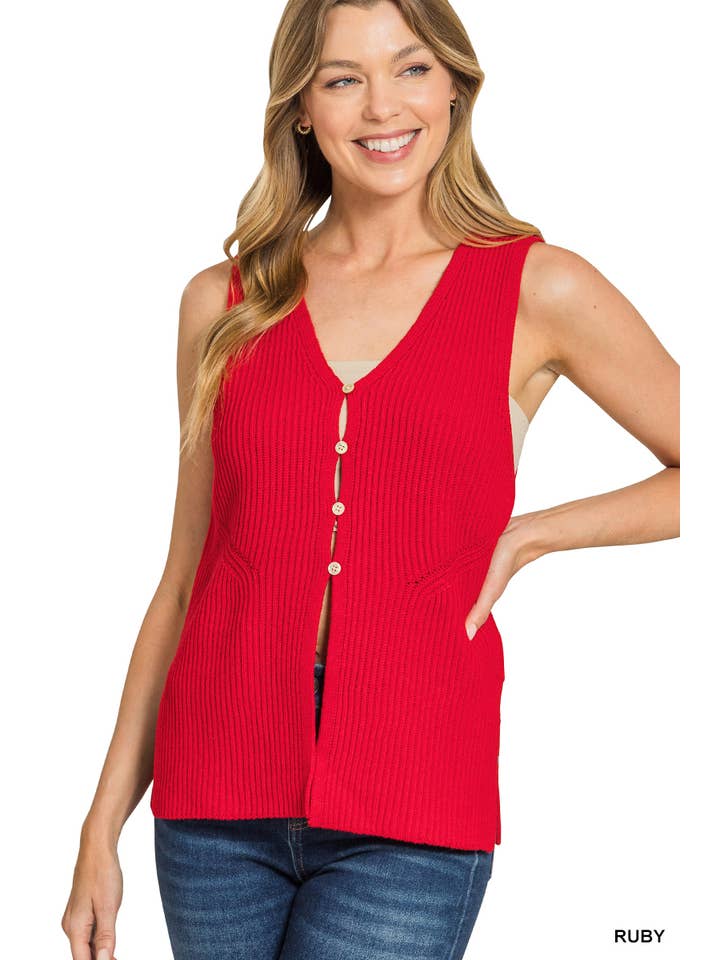 42POPS - Wholesale Outerwear Vest - Women's - 1016 4 Buttons Sweater Vest SI-282492