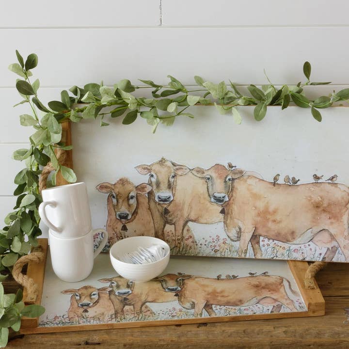 Vassoi - Mucche nel Campo (Set di 02) per la vendita all'ingrosso da parte di Audrey's Home & Gift
