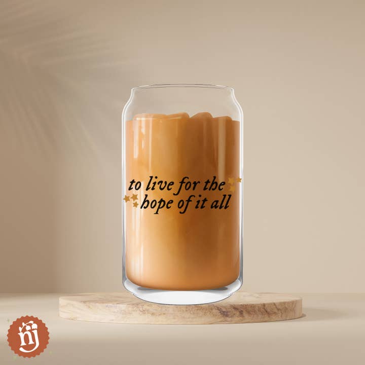 Nearly June Design Co - Wholesale Drinking Glass/Cup - Taylor To Live for the Hope of It All Can Coffee Glass2