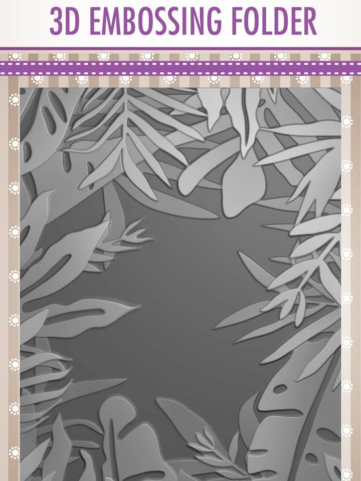 Dossier de gaufrage 3D Nellie's Choice - Cadre de feuilles tropicales pour la vente par Ecstasy Crafts Distributing