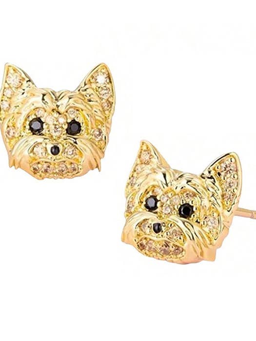 ( R289 ) PET LOVERS THEME DOG EARRING - ROYAL YORKIE for wholesale by Jewelry Max
